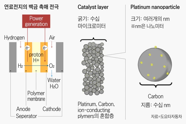 탄소 뺀 백금 연료전지로 수소차 엔진 효율 높인다