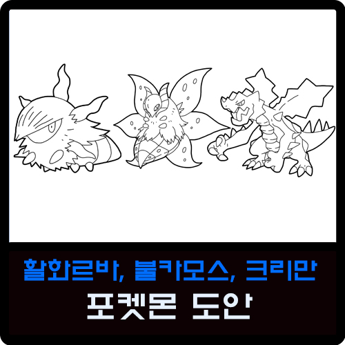  활화르바, 불카모스, 크리만 포켓몬 도안