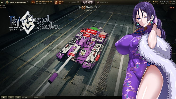  [월드오브탱크] WoT skin : World of Tanks - 프랑스 9티어 경전차 Char Mle 75 Raikou skin ( 페그오 / 미나모토노 라이코 ) 다운로드