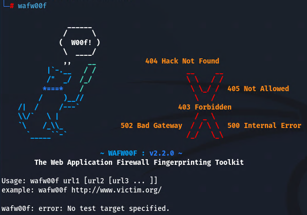 wafw00f - 웹방화벽 방어 여부 확인 도구