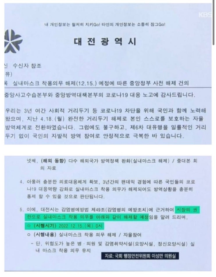  대전실내마스크 해제!