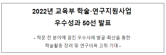 2022년 교육부 학술·연구지원사업 우수성과 50선 발표