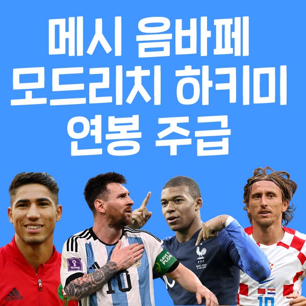 4강 메시 음바페 하키미 <b>모드리치</b> 연봉 주급 몸값!(<b>축구</b>선수... 