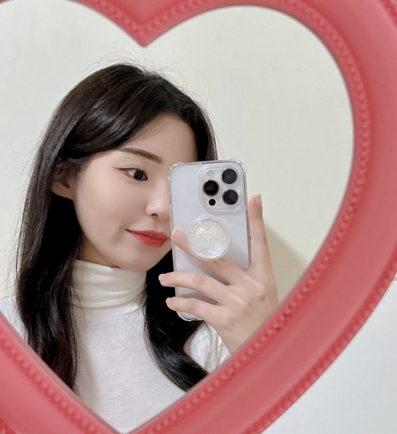 [느랑] 아이폰 14 프로 투명 젤하드 케이스 / 글리터 반구 그립톡 추천✨