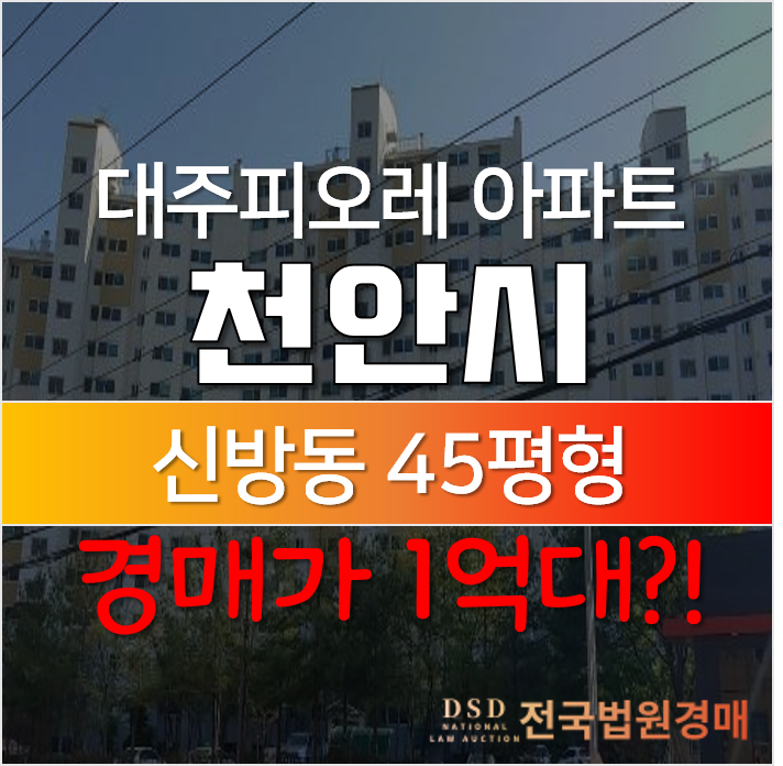 천안아파트경매, 동남구 신방동 대주피오레 45펴형 1억대?