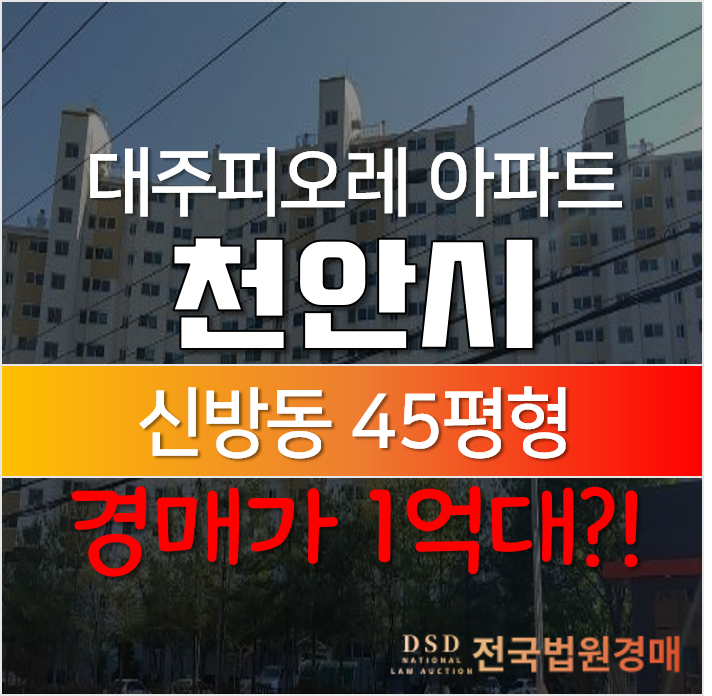 천안아파트경매, 동남구 신방동 대주피오레 45펴형 1억대? 천안아파트경매, 동남구 신방동 대주피오레 45펴형 1억대?