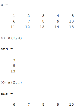 [매트랩] 콜론 연산자(:)와 end 이용해서 행렬에서 특정 행, 열 뽑아내기