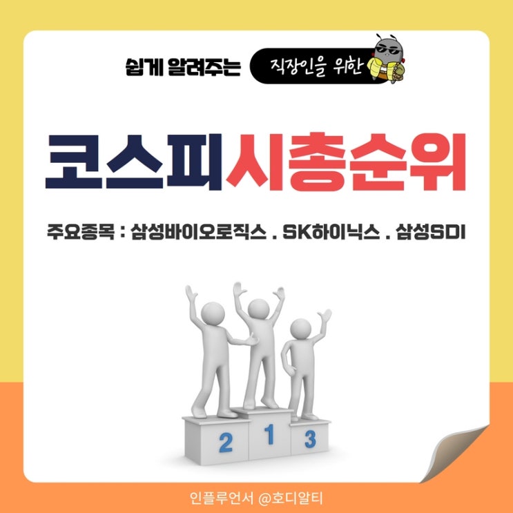  코스피 시총(시가총액)순위와 주요종목 주가전망 : 삼성바이오로직스, SK하이닉스, 삼성SDI