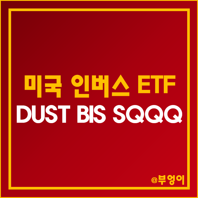 미국 인버스 ETF - DUST, BIS, SQQQ 주가 및 수익률 (역대 액면병합 및 주식병합 내역)