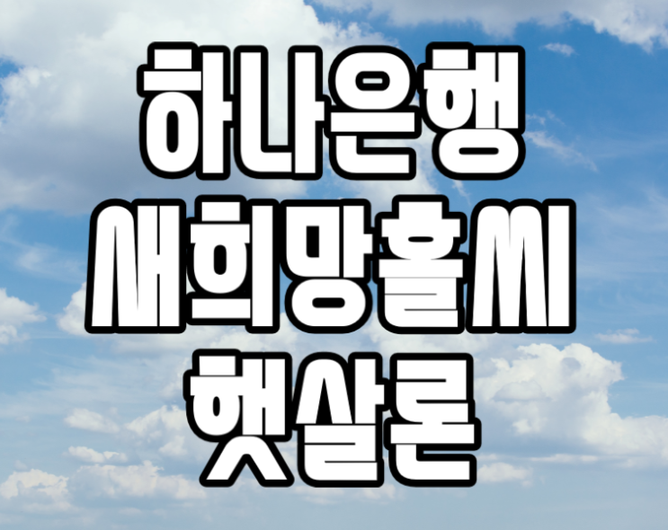  하나은행 새희망홀씨 햇살론 추가대출