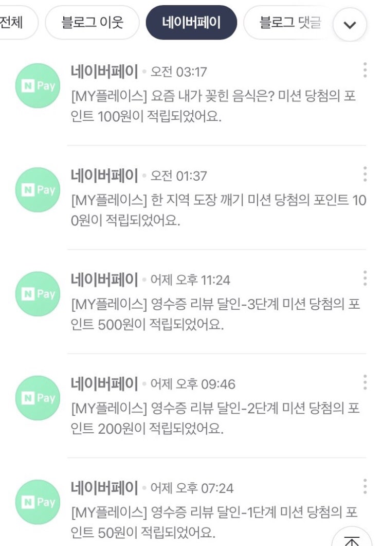 11월 네이버 영수증 이벤트 네이버페이 지급내역