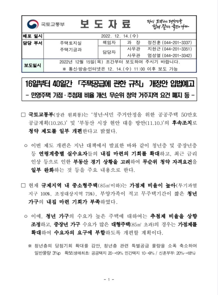  청약제도 변경 무순위 청약 거주요건 폐지