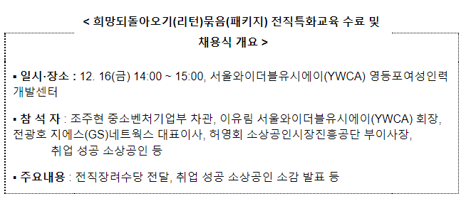 민간과 정부가 손잡고 폐업 소상공인 재취업 및 인생 2막 지원 민간과 정부가 손잡고 폐업 소상공인 재취업 및 인생 2막 지원