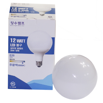 우리조명 장수램프 LED 삼파장 볼램프 E26 12W