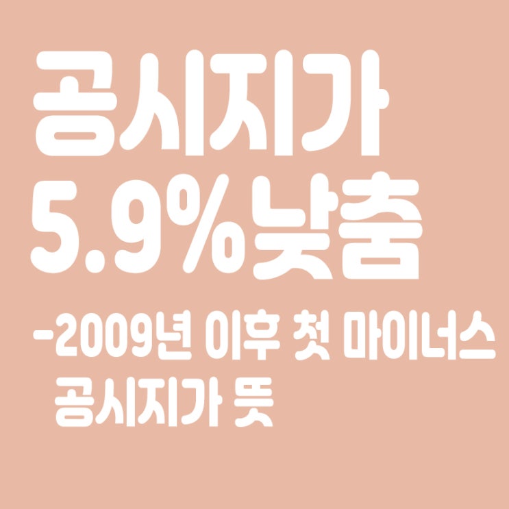  내년 공시지가 5.9% 낮춘다,2009년 이후 첫 ‘마이너스’ 전환,공시지가란? 공시지가 뜻