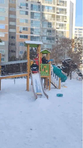 둥이1호 눈이 왔으니 눈썰매를 타야지 / 슬쌍디아빠
