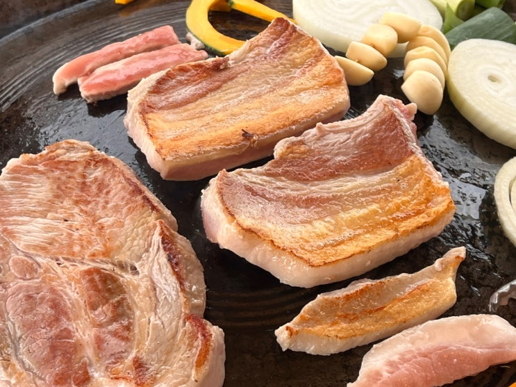  [대전 애견 동반 식당] 방동 한마음정육식당 : 캠핑 텐트, 야외 바베큐 그리고 삼겹살
