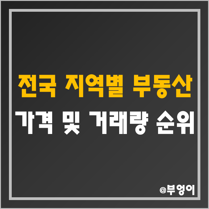 지역별/지자체별 부동산 시장 매매 거래 가격 및 거래량 추이 비교/순위 (서울 집값 하락)