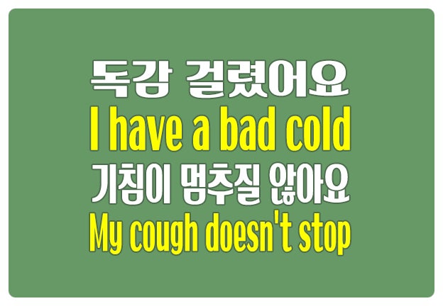 영어로 병원서 독감 기침 몸살 have a bad cold My cough doesn't stop 영어로 병원서 독감 기침 몸살 have a bad cold My cough doesn't stop