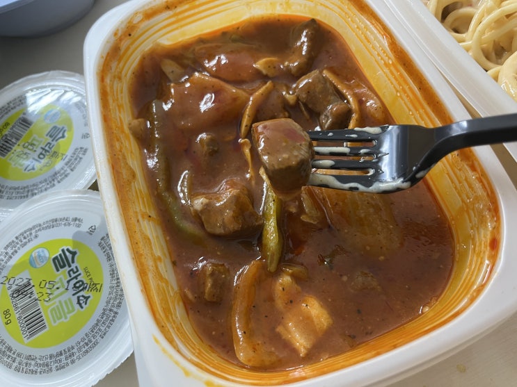  부천배달맛집 파스타에반하다 베이컨투움바파스타 부채살스테이크 먹은 후기