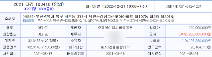  부산 덕천동삼정그린코아