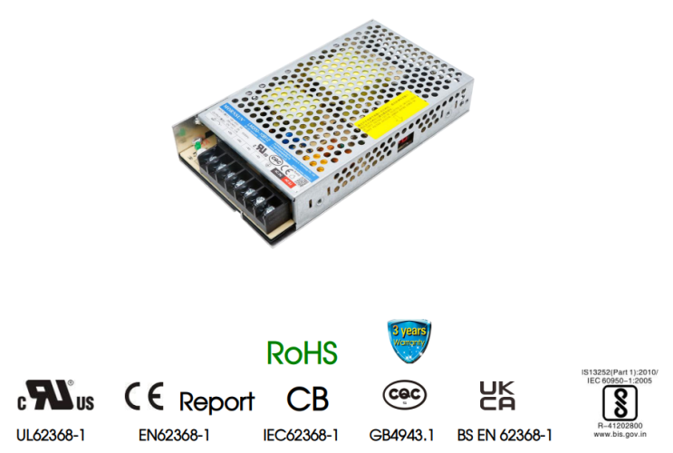  200W Enclosed SMPS, LM200-10Bxx
