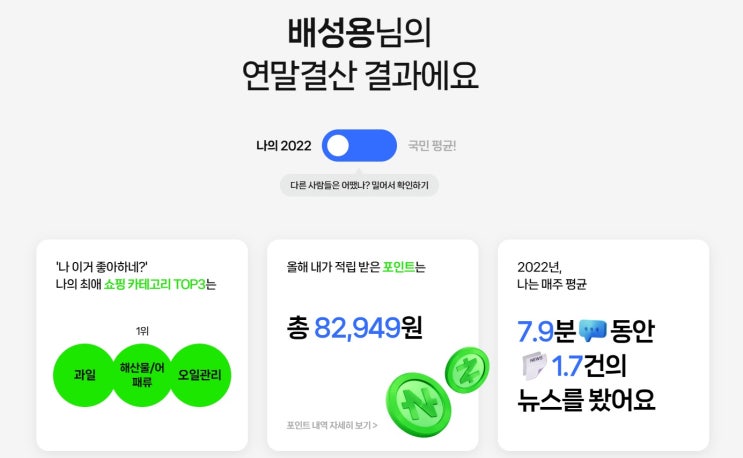  2022 포인트 연말정산~ 내가 받은 적립금 8만원^^v