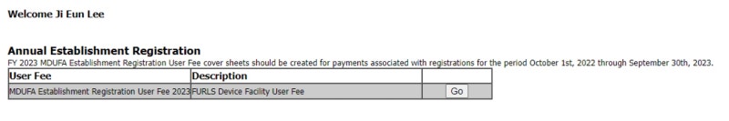 [FDA] MDUFA Establishment Registration User Fee 연간 시설등록비 납부 방법 1 : 네이버 블로그