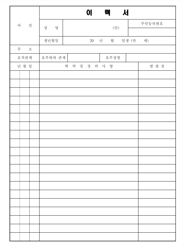 알바 이력서 양식 다운로드 및 예시 총정리(hwp, pdf)