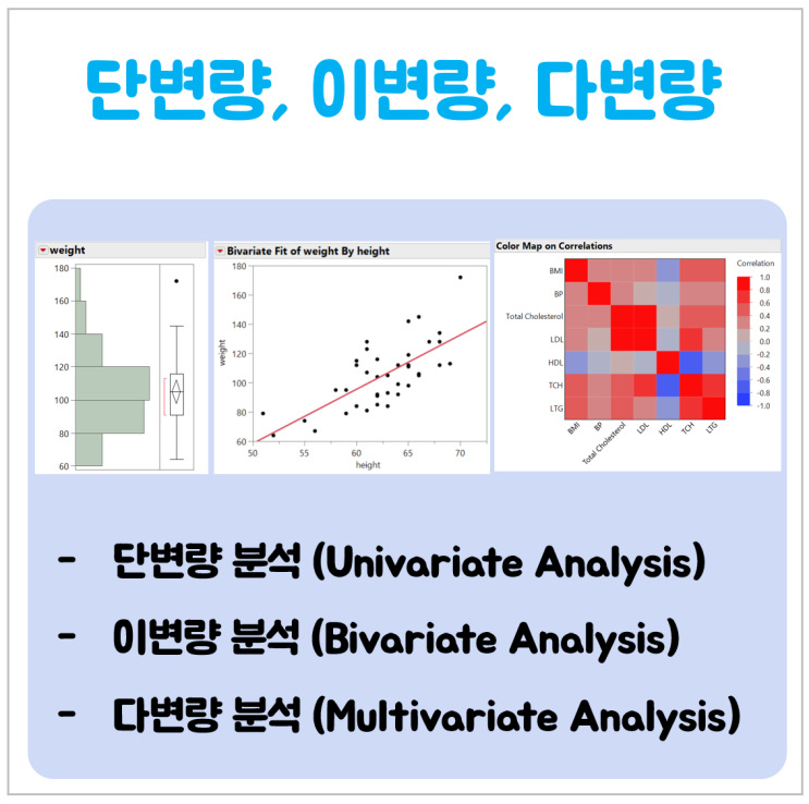  변수에 따른 분석 방법 (단변량, 이변량, 다변량)