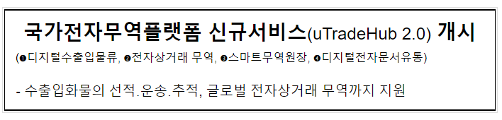 국가전자무역플랫폼 신규서비스(uTradeHub 2.0) 개시_산업통상자원부 국가전자무역플랫폼 신규서비스(uTradeHub 2.0) 개시_산업통상자원부