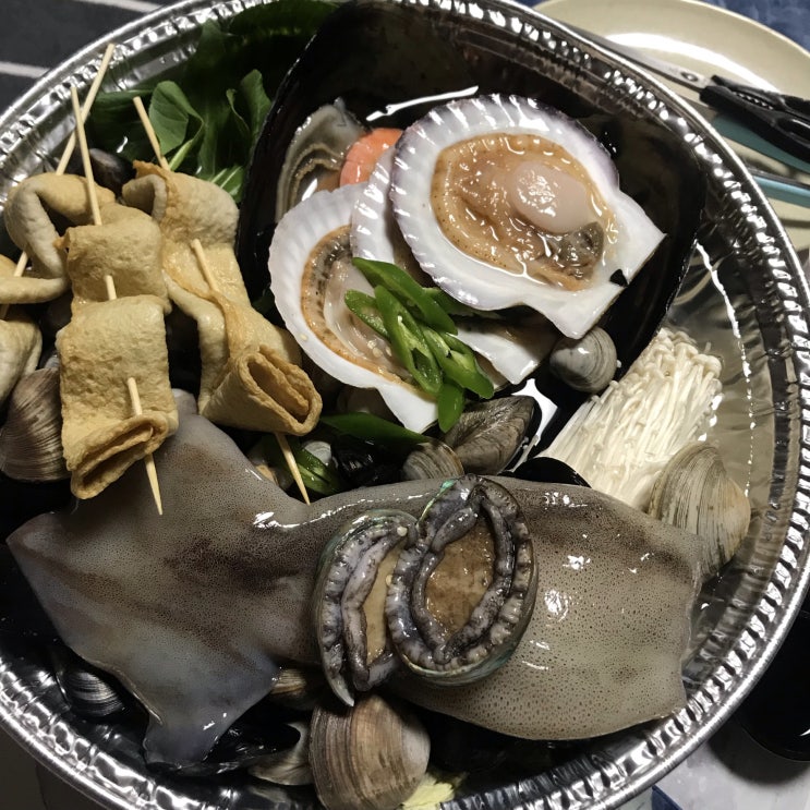 반석 맛집 백억조 조개찜 수산에서 조개전골 + 칼국수 배달
