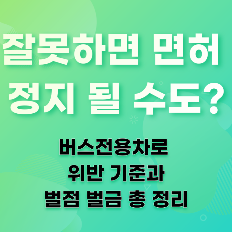  버스전용차로 위반 잘못하면 면허 정지되겠는데? 벌점 벌금 기준 정리