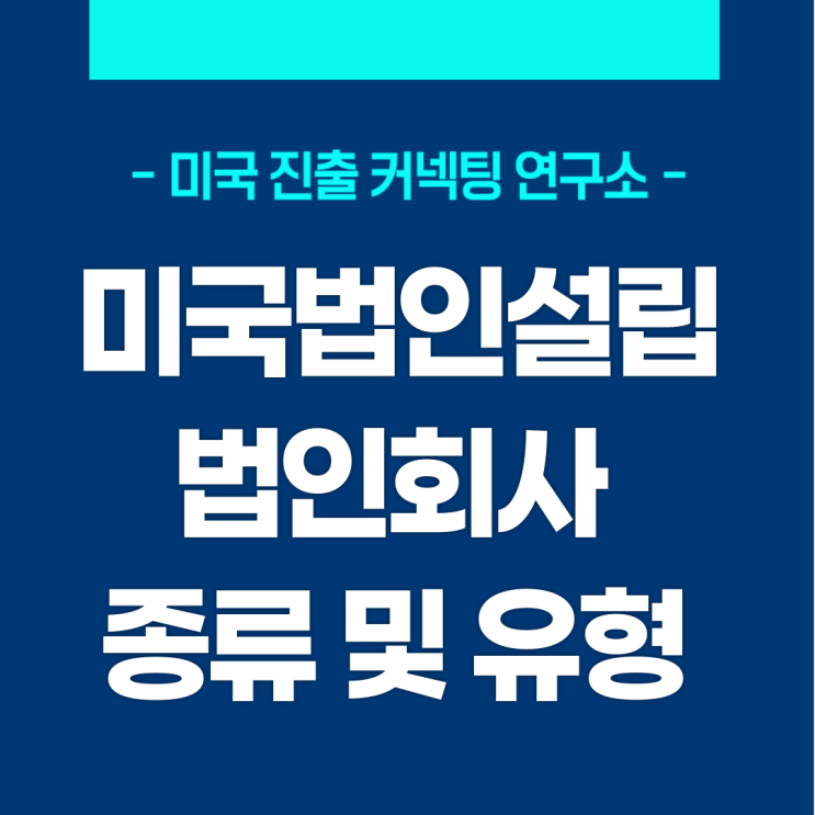  미국법인설립 법인회사 종류 및 유형