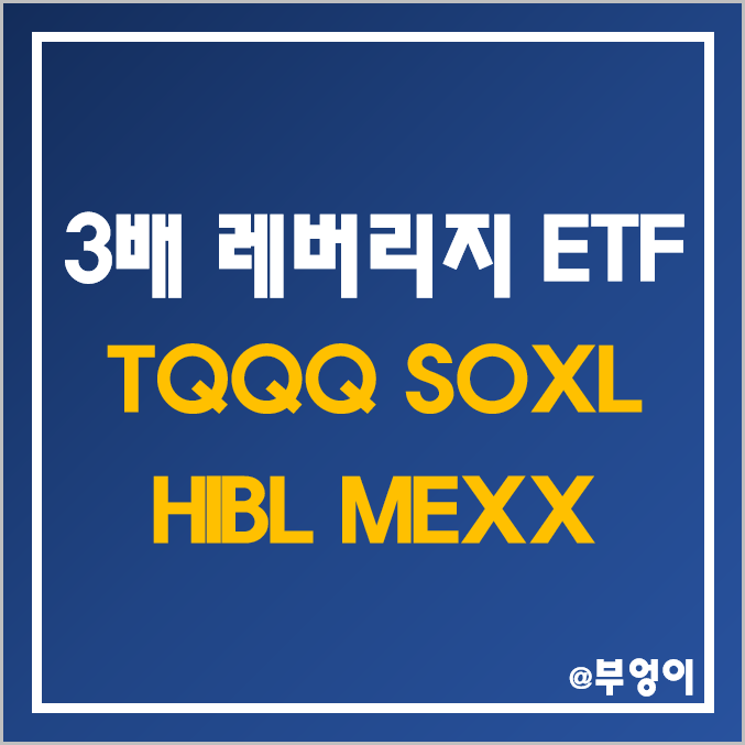 미국 3배 레버리지 ETF - TQQQ, SOXL, HIBL, MEXX 주가 및 수익률 비교