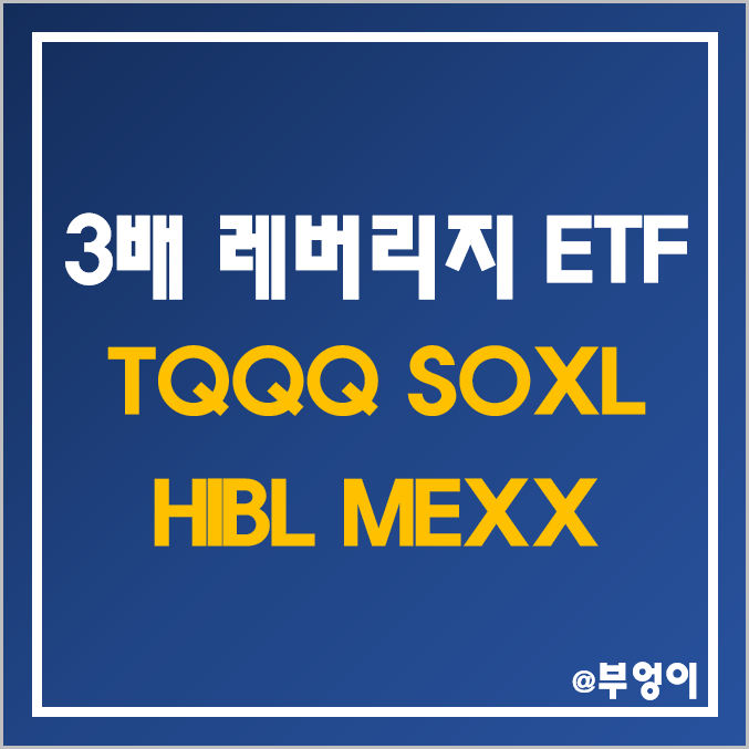 미국 3배 레버리지 ETF - TQQQ, SOXL, HIBL, MEXX 주가 및 수익률 비교 미국 3배 레버리지 ETF - TQQQ, SOXL, HIBL, MEXX 주가 및 수익률 비교