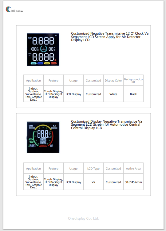  VA LCD PRODUCT LIST