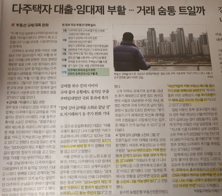  1타 강사의 부동산 매수사인 [2022년12월23일 부동산 신문기사 요약 및 생각]
