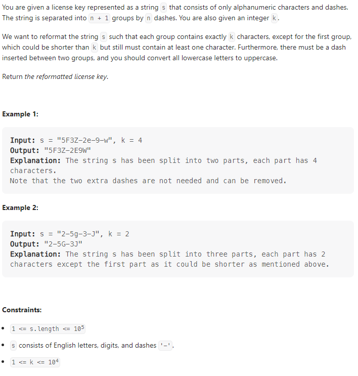  JAVA_License Key Formatting_LeetCode 482