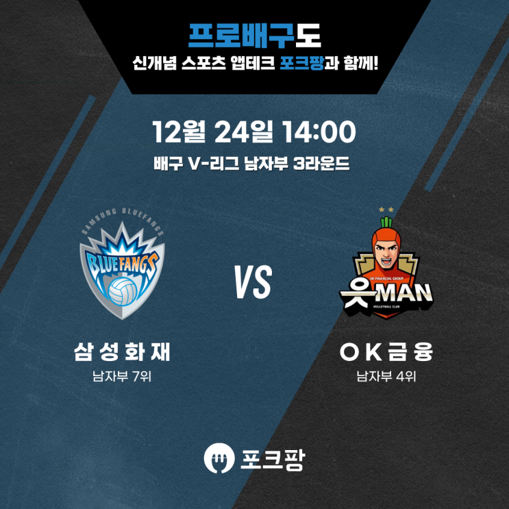  12월 24일 배구 V리그 남자부 삼성화재 VS OK 금융그룹 핵심 분석
