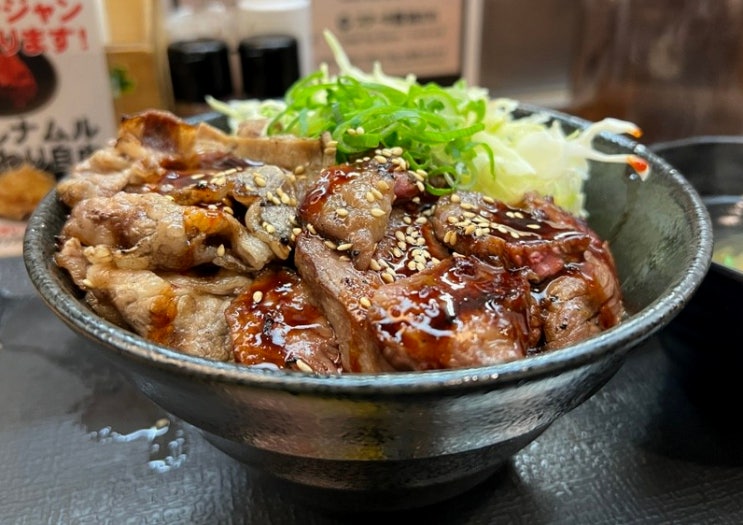  일본 여행 오사카 가성비 좋은 고기 덮밥 맛집 고기극장 덴덴타운