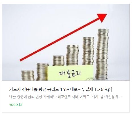 [아침뉴스] 카드사 신용대출 평균 금리도 15%대로…두달새 1.26%p↑