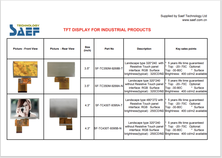 SAEF INDUSTIRAL PRODUCT LIST