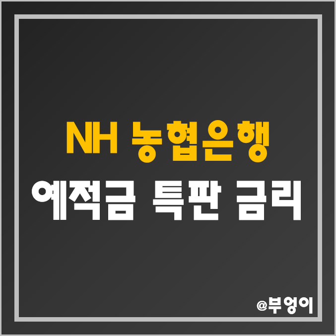 NH 농협은행 정기 예금 및 적금 특판 금리 비교 (단기 은행 예적금 이율 및 6개월/12개월/24개월/36개월 이자율 순위) NH 농협은행 정기 예금 및 적금 특판 금리 비교 (단기 은행 예적금 이율 및 6개월/12개월/24개월/36개월 이자율 순위)