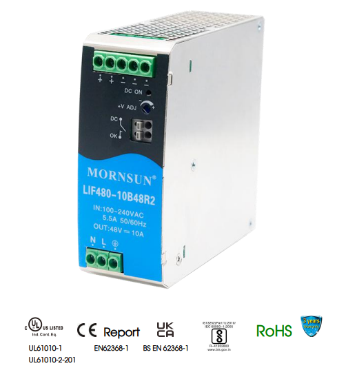  480W DIN-Rail SMPS, LIF480-10BxxR2
