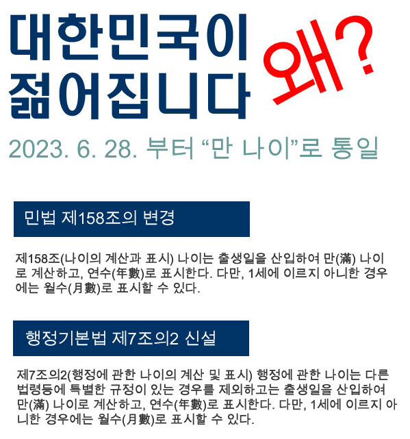  '만나이'로 통일, 2023. 6. 28.부터 시행