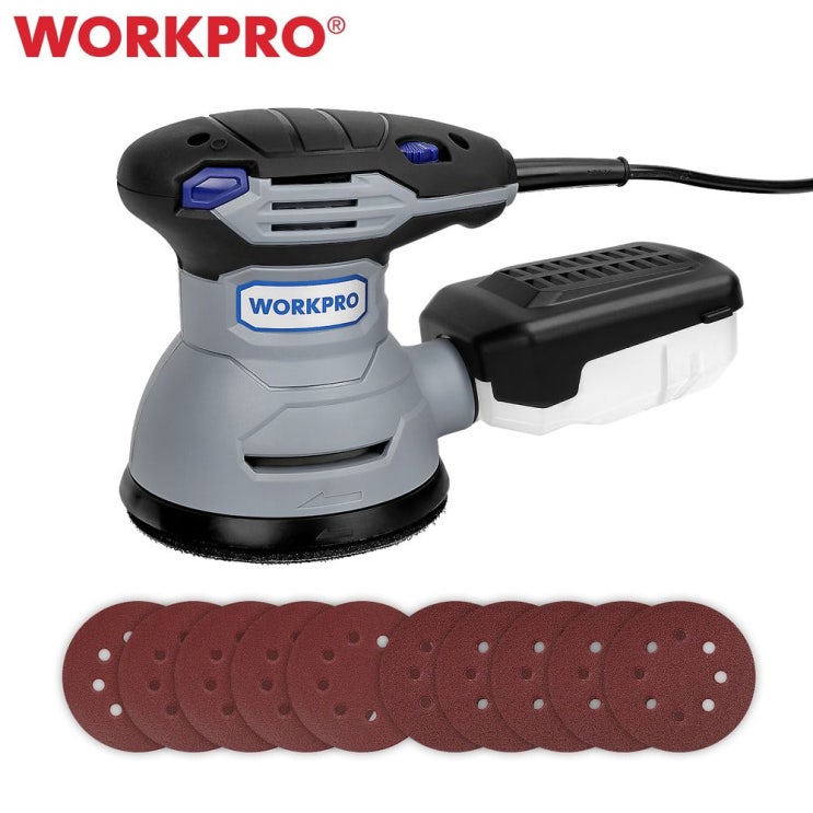 XB 샌딩 기계 가변 속도 랜덤 오비트 샌더 10장 샌드페이퍼 먼지배출 WORKPRO XB 샌딩 기계 가변 속도 랜덤 오비트 샌더 10장 샌드페이퍼 먼지배출 WORKPRO