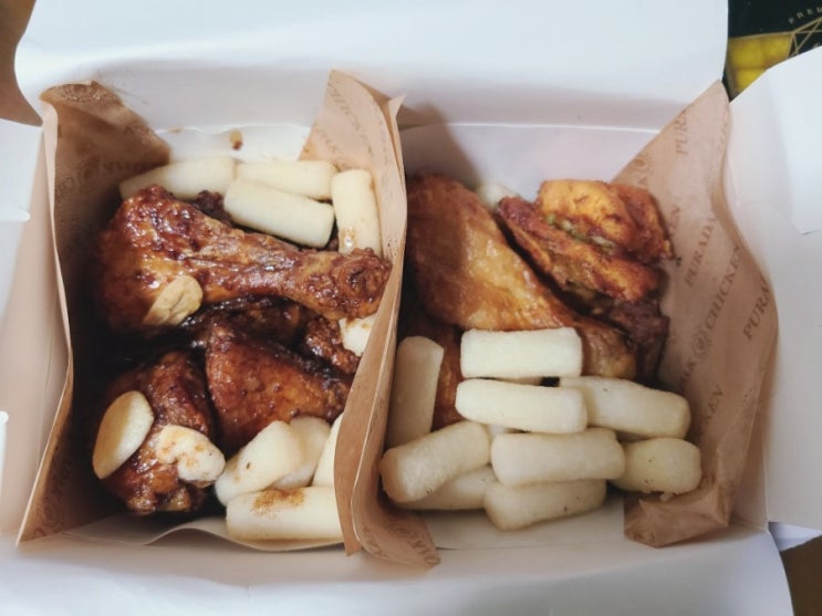 푸라닭 메뉴 : 푸라닭 치킨 반 / 블랙알리오 반 내돈내산 후기