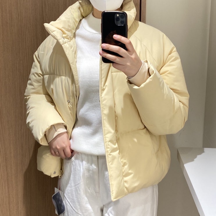  스파오 숏패딩 파스텔 숏푸퍼 넘예!
