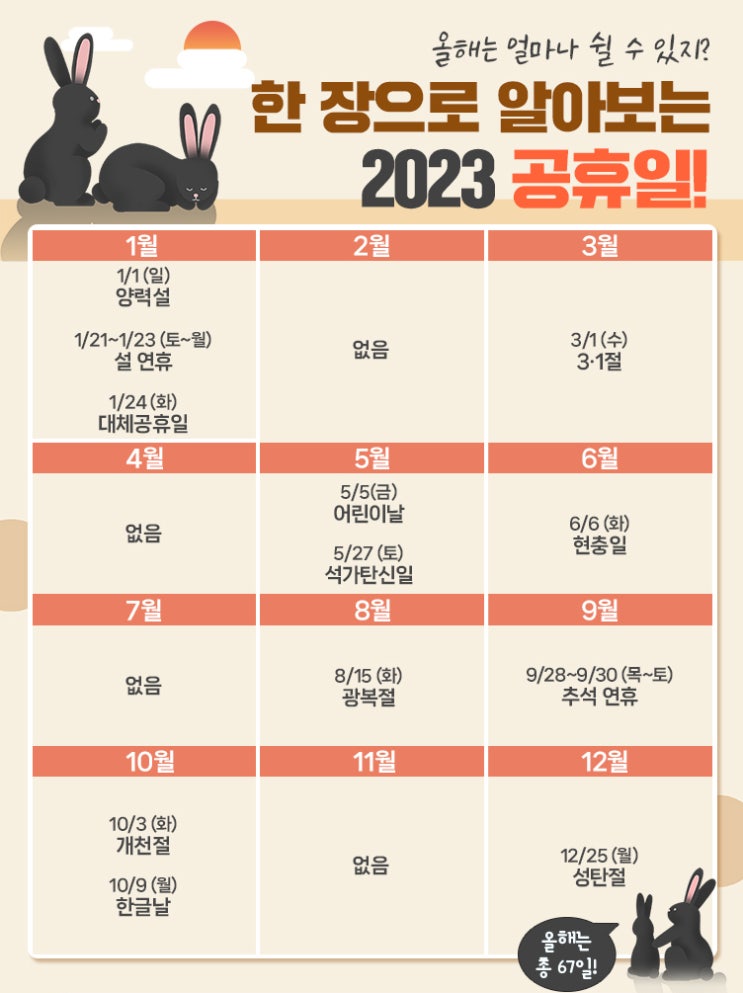 2023년 공휴일 휴무일 총 정리 A to Z